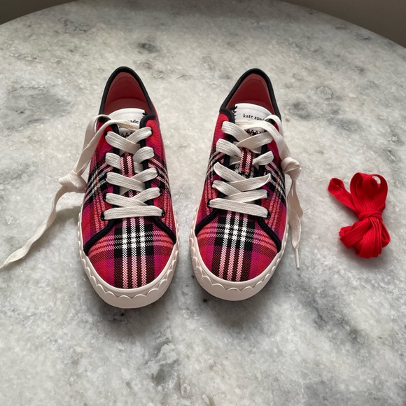 NWOT Kate Spade New York “Vale” Pink & Red Plaid Shoes - Picture 3 of 10